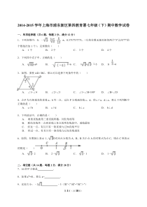 2014-2015-学年上海市浦东新区第四教育署七年级(下)期中数学试卷