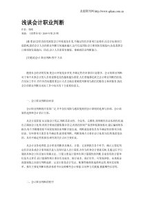 浅谈会计职业判断