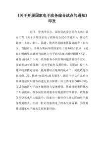 《关于开展国家电子政务综合试点的通知》印发