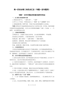 高一历史必修二专题一至四知识点汇总2017