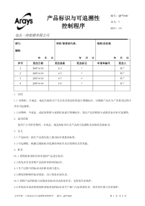 产品标识与可追溯性控制程序(修改3)