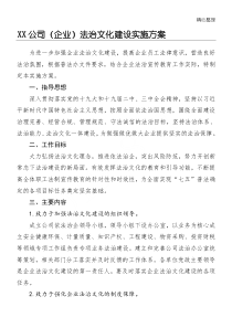 1.2018年XX公司(企业)法治文化建设工作方法