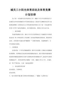 小学阳光体育活动计划