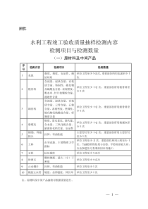 水利工程竣工验收质量抽样检测内容检测项目与检测数量