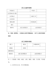 员工出差申请表