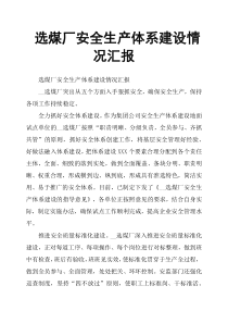 选煤厂安全生产体系建设情况汇报