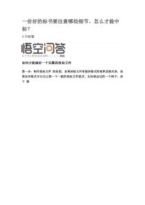 一份好的标书要注意哪些细节