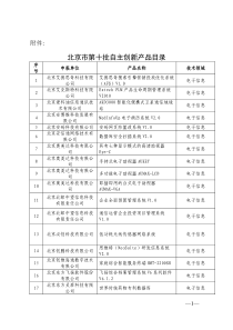北京市第十批自主创新产品目录