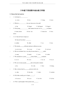 牛津上海版六年级下英语期中综合练习题