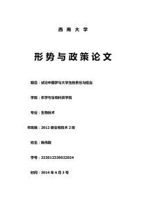 中国梦与大学生的责任与担当