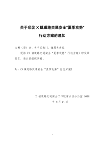 X镇道路交通安全“夏季攻势”行动方案
