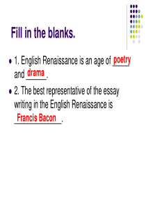 Week 8 William Shakespeare and his Sonnet 18