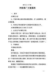 网络推广方案案例