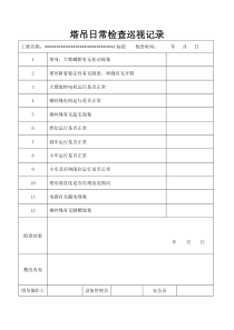 塔吊日常检查巡视记录