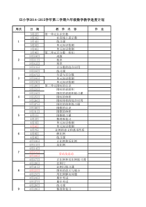 新人教版小学数学六年级下册教学进度表