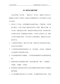 2017通用安全操作规程