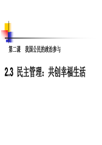 2.3民主管理：共创幸福生活