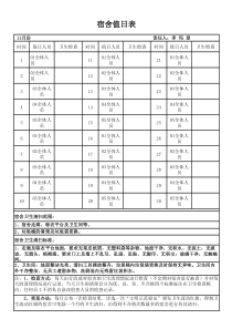 员工宿舍卫生值日表