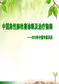 2015年急性肺栓塞诊断及治疗指南