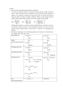 苏州大学聚合物合成与改性作业答案