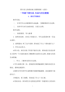 四川省义务教育地方课程教材---一年级下册生活生命与安全教案