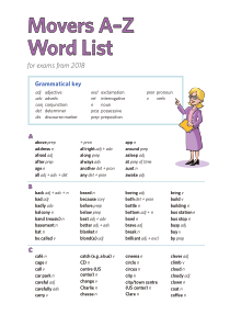 2018+剑桥少儿英语二级词汇表