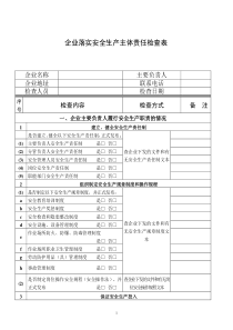企业落实安全生产主体责任情况检查表