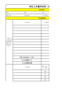 岗位工作量评估表-XX中心XX部