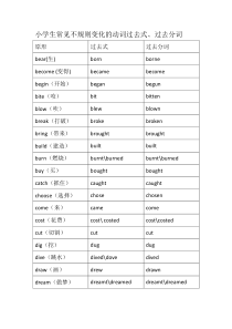 小学生常见不规则变化的动词过去式