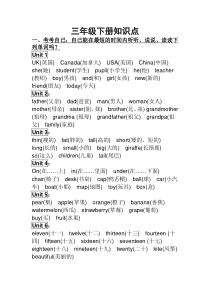 人教版小学英语三年级下册知识点总结