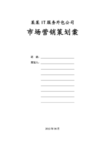 IT服务外包市场营销策划案
