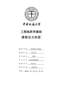 中国地质大学课程论文封面