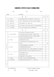 安徽师范大学学生专业实习质量反馈表