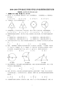 2018-2019武汉市九年级元月调考数学试卷(含标答)