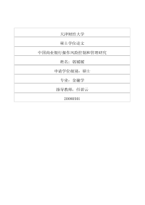 中国商业银行操作风险控制和管理研究