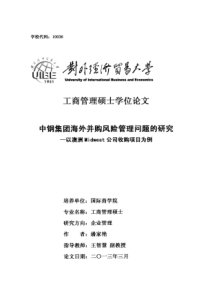 中钢集团海外并购风险管理问题的研究以澳洲Midwest公