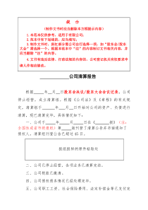 公司清算报告范本