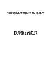 亳州职业技术学院推进廉政风险防控管理试点工作材料之四