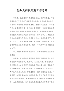 新公务员的试用期工作总结