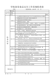 学校食堂食品安全工作常规检查表