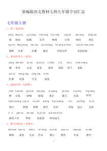 部编版语文七至九年级词语汇总(含拼音)