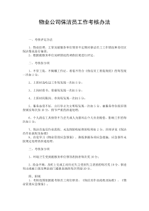 物业公司保洁员工作考核办法