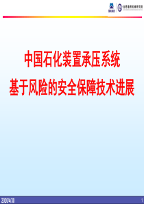 中国石化装置承压系统基于风险的安全保障技术进展-2016.10.29