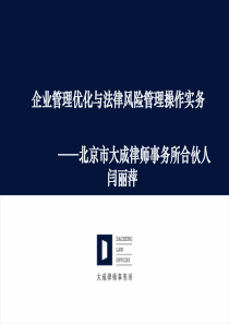 企业管理优化及法律风险管理操作实务