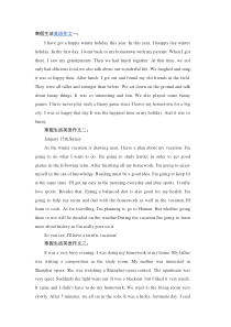 寒假英语作文200-300字