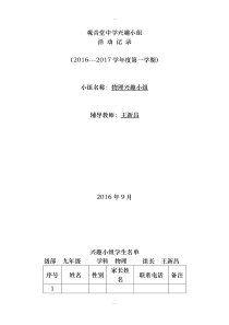 物理兴趣小组活动记录表下