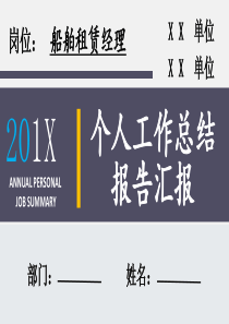 船舶租赁经理岗位个人工作总结汇报报告PPT模板