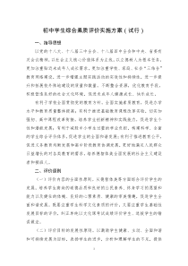 初中学生综合素质评价实施方案(试行)