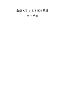 金蝶K3 V12.3 BOS 系统用户手册