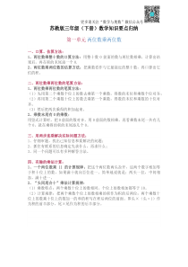 苏教版3年级下册数学知识点